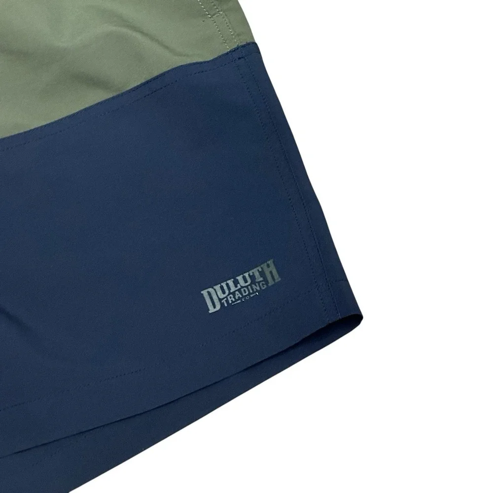 Duluth Trading Co Swim Trunks Mens Size Large Colorblock Pockets Mesh Lined